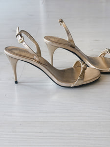 Aurora Sling Back Mid Heel in Platina