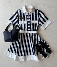 Load image into Gallery viewer, JS Yana SS Stripe Mini Dress in Black/white
