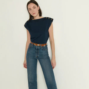 Brooks Boatneck Top in Navy Night Sky
