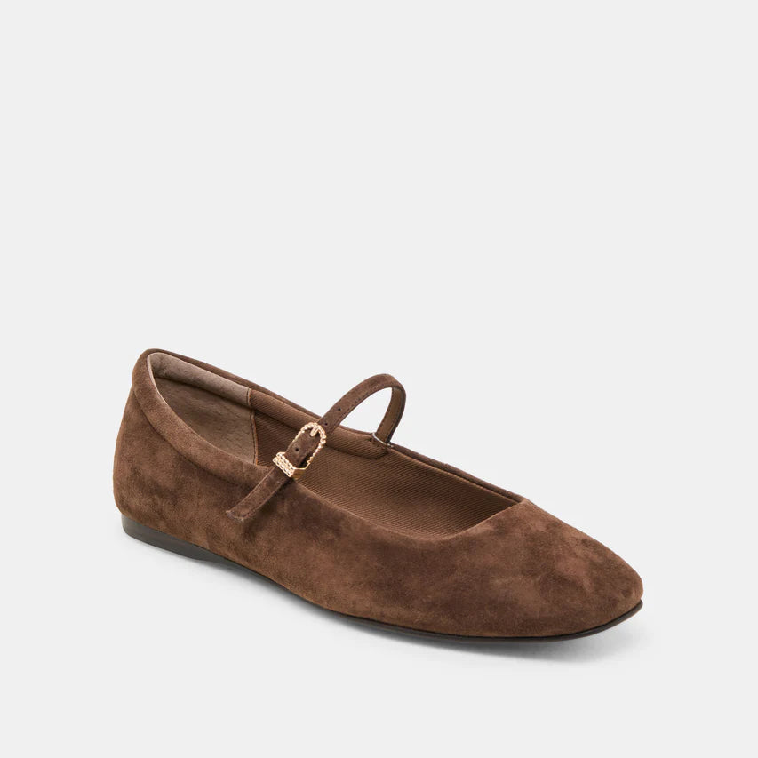 Reyes Ballet Flats in Dk Brown Suede