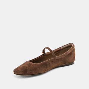 Reyes Ballet Flats in Dk Brown Suede