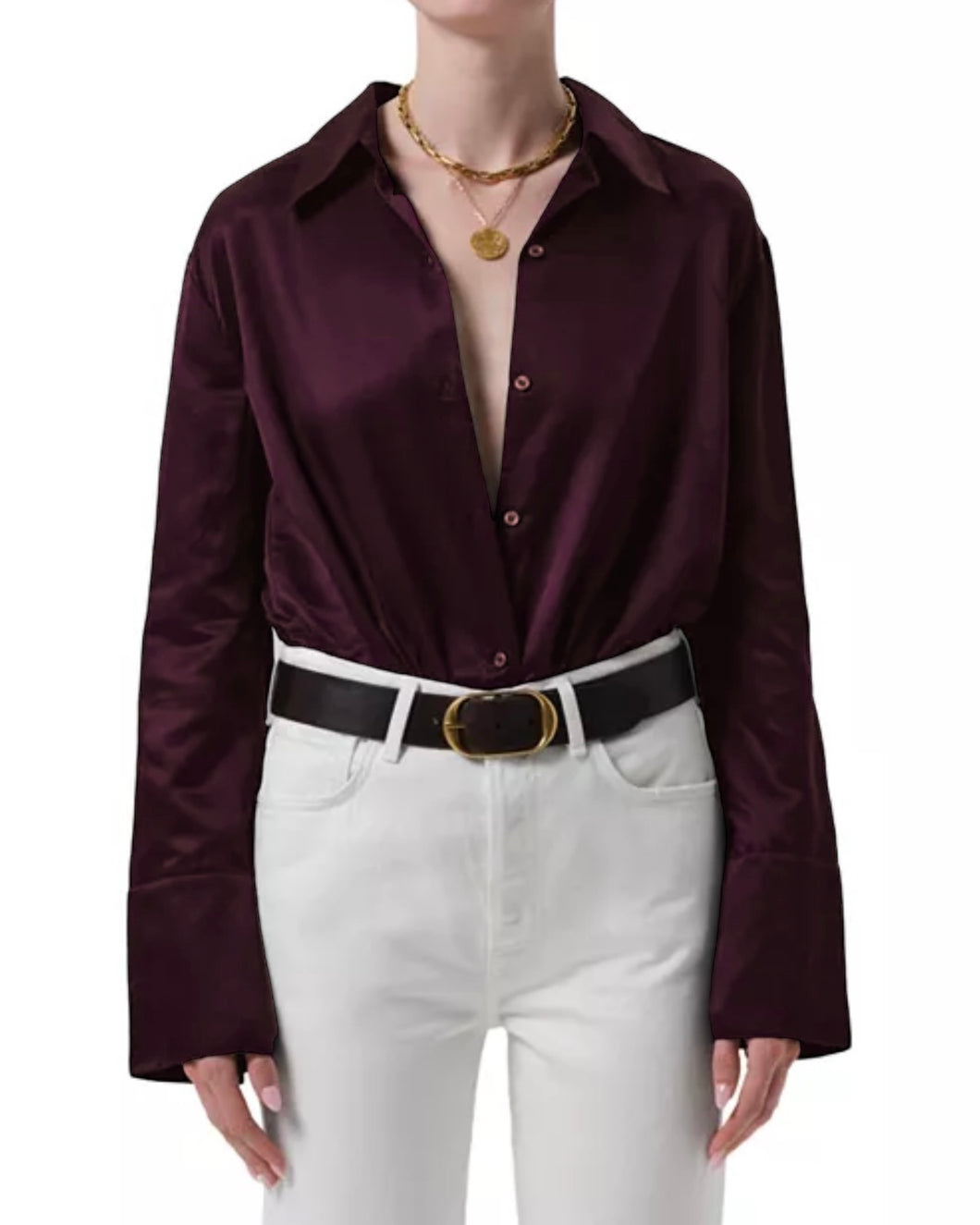 Camilia Silk Shirt in Burgundy