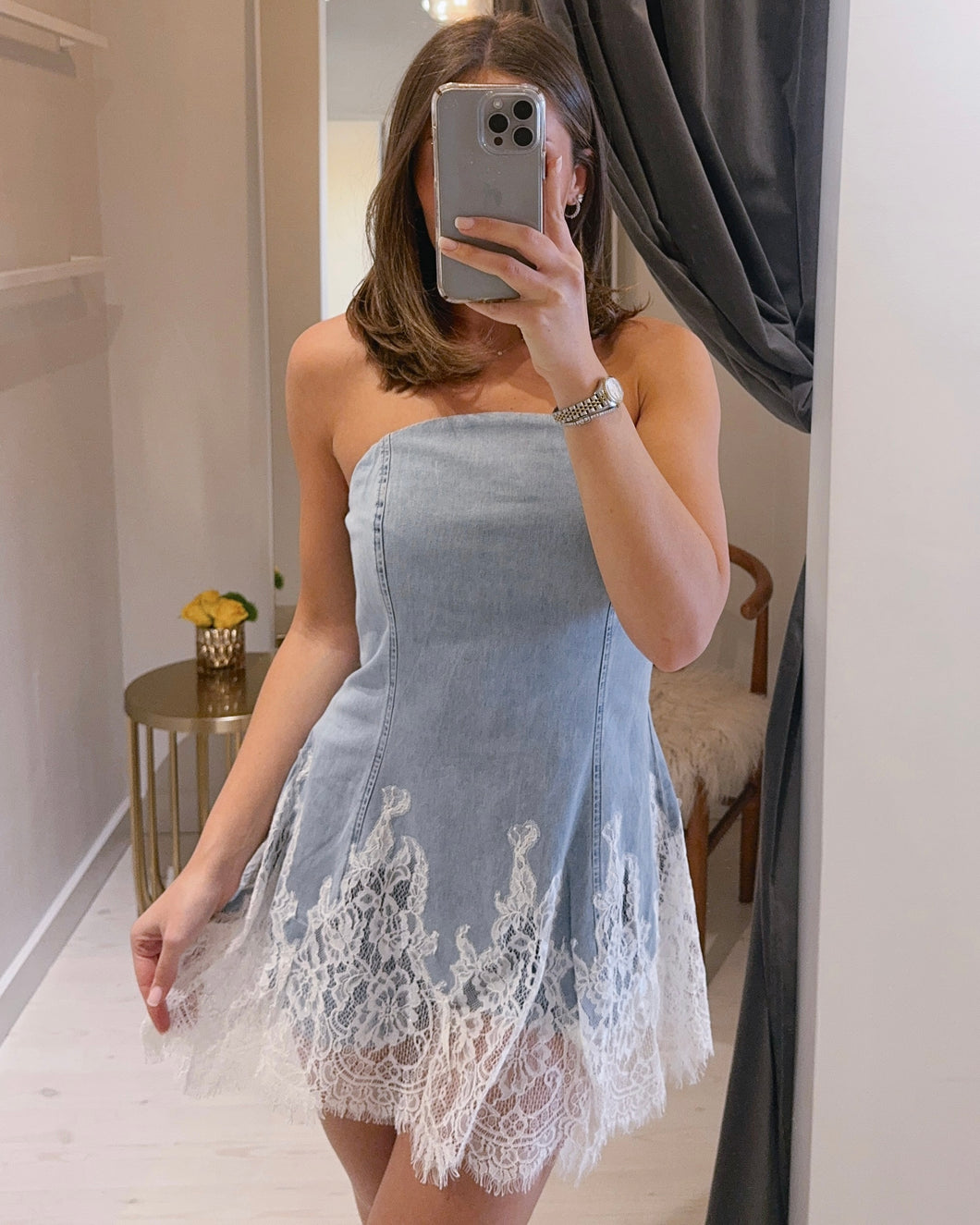 Denim Romilly Skort Romper in Sky Wash – a boutique