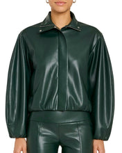 Load image into Gallery viewer, AU Duke Vegan Leather Bomber Jacket in Moss

