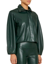 Load image into Gallery viewer, AU Duke Vegan Leather Bomber Jacket in Moss
