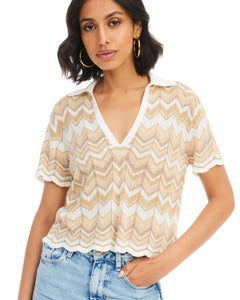 Chevron Knit Pullover in Sand