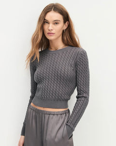 FD45felzc3097 Feel Good Cropped Sweater in Grey Shadow