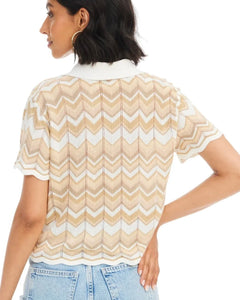 Chevron Knit Pullover in Sand