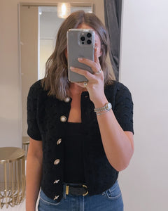 A225s40601 Effie SS Cardigan in Black