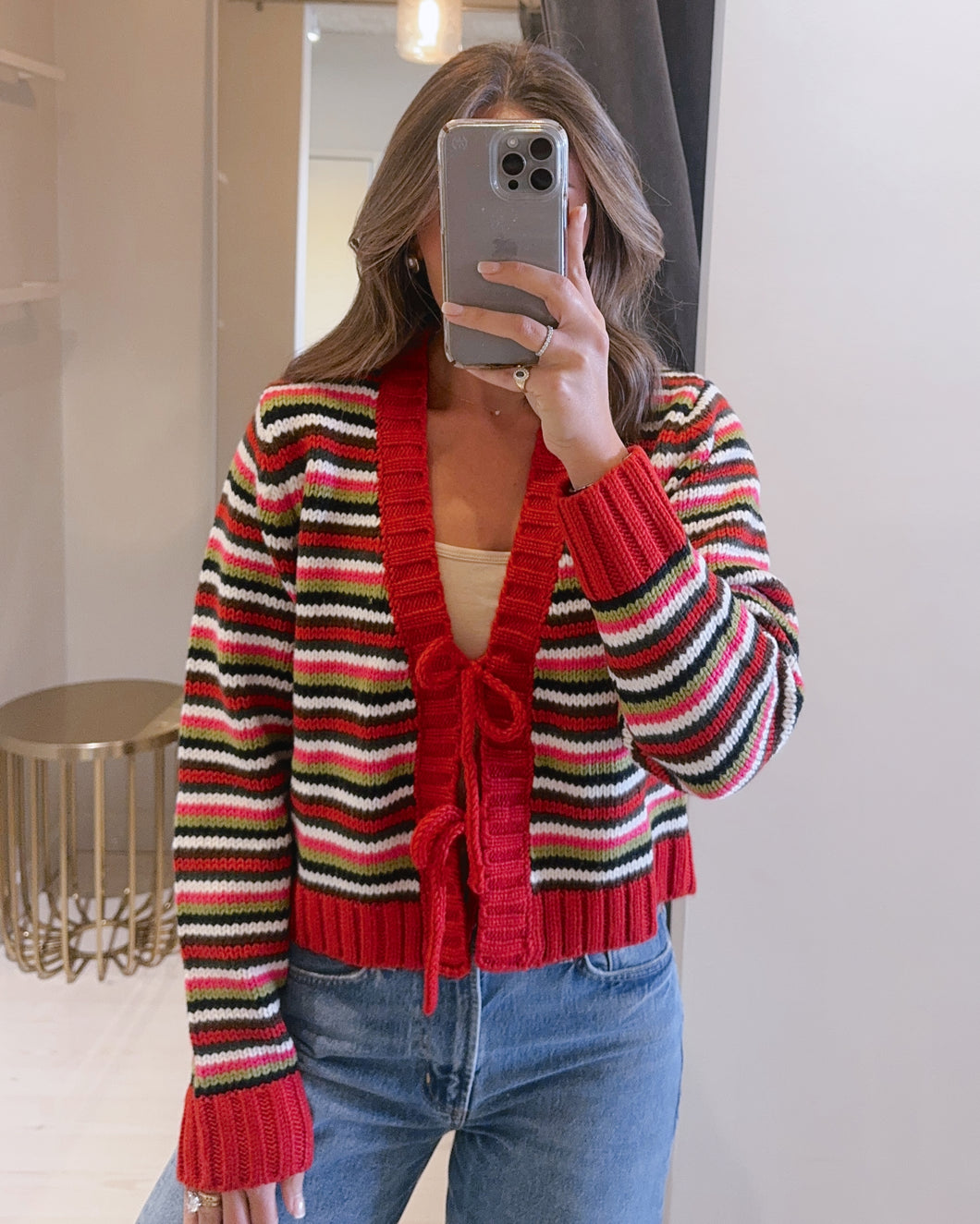 Hailey Cardigan in Red Multi