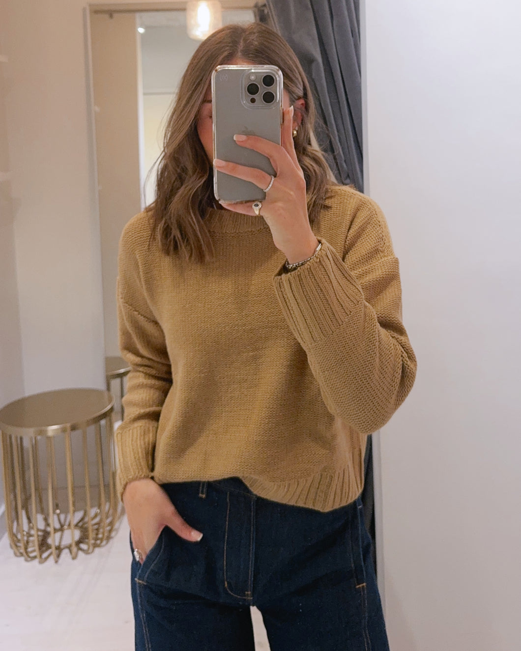 SS Walker Crew Neck Sweater in Camel