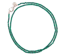 Double Wrap Diamond Cut Necklace in Malachite