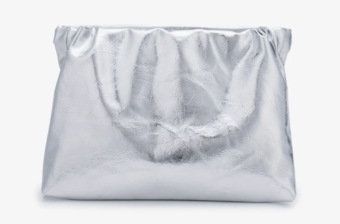 Ophelia Crinkle Clutch in Silver