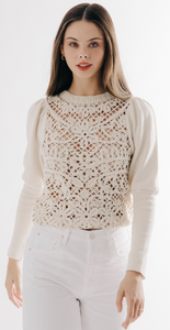 Carleigh Crochet Sweater in Cream