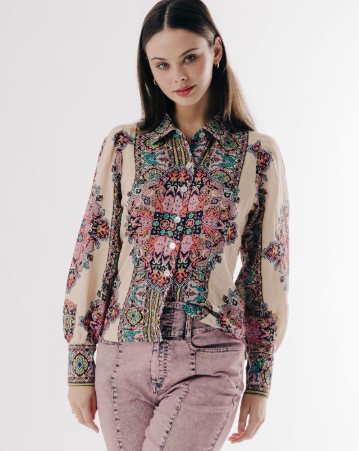 Calla Printed Top in Martine Medallion