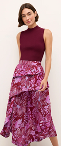 Tilda Tiered Silk Skirt in Primrose