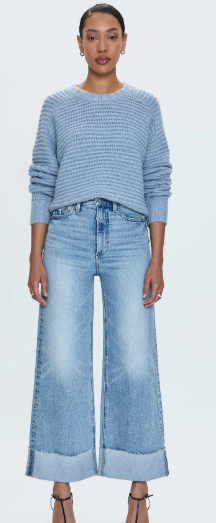 Lana Cropped Cuffed Hi Rise Jean in Snowcat