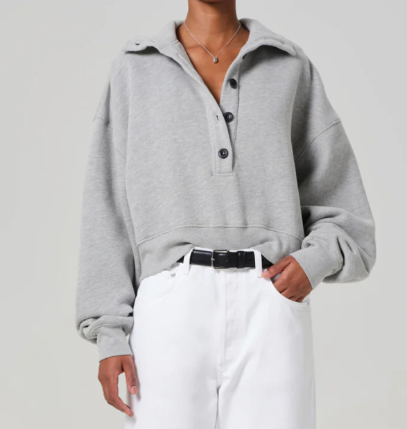 Mirelle Funnel Neck Sweater in Heather Grey