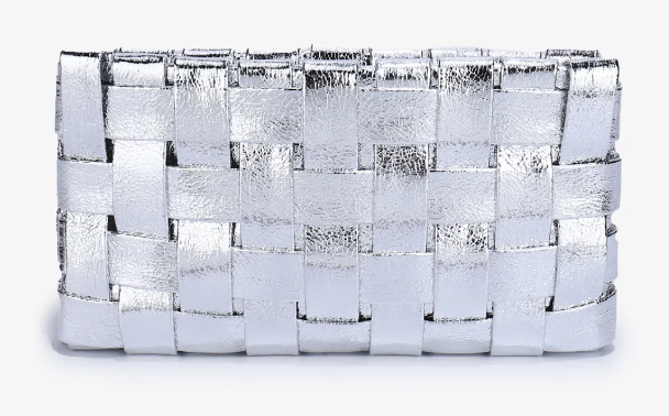 Lindy Woven Clutch in Silver