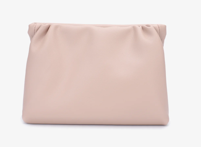 Ophelia Crinkle Clutch in Nude