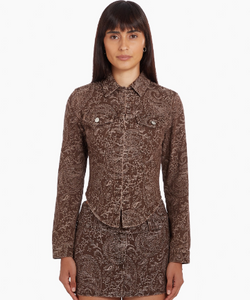 Bristol Brocade Western Jacket in Brown Paisley