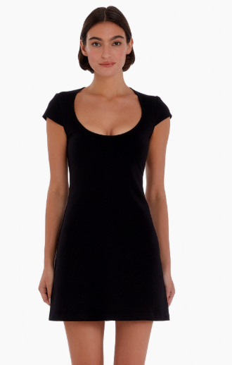 black mini dress with cap sleeves Sonia Cap Sleeve Mini Dress in Black – Mine. a boutique