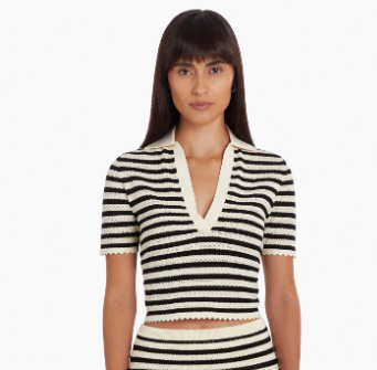 Siene Knit Stripe Top in Black/Cream