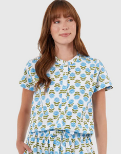 Grace SS Top in Liv Blue Motif