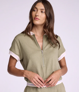 Isla Zip Pullover in Vintage Moss