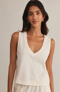 Sloane Vneck Top in Sea Salt