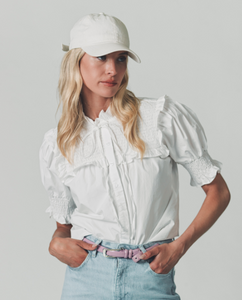 Nicolette Shirt Ruffle Neck in WHite