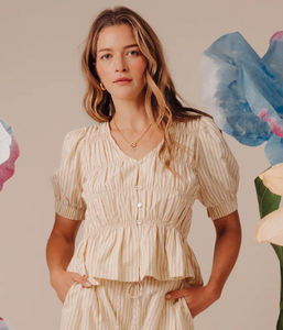 Stevie Puff Sleeve Top in Macadamia