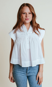 Becca Pleated Top in White