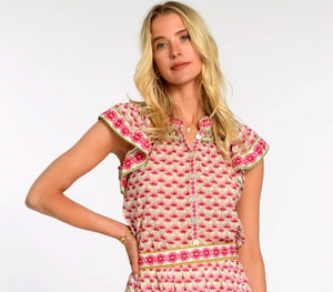 Kate SS Top in Fan Flower