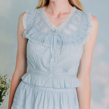 Wallis Lace Top in Blue Bird