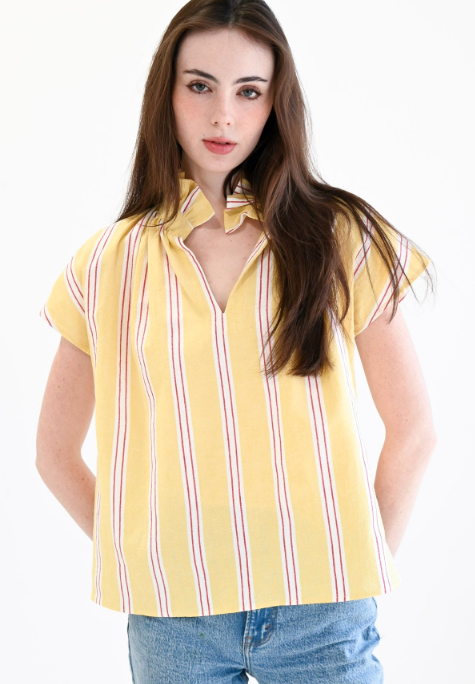 Vicki SS Ruffle Neck Top