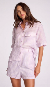 Crosby Linen Shirt in Lavender Stripe