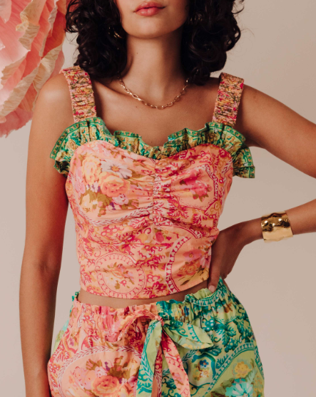 Mila Floral Top in Tresco Mix