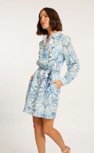 Lucy LS Printed Dress in Porcelain