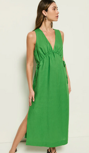 Haydee Midi Linen Dress in Lime Mine. a boutique Haydee Midi Linen Dress in Lime Mine. a boutique