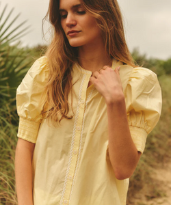 Milli Puff Sleeve Top in Pale Lemon