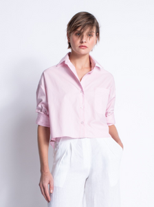 Malga Cropped Button Down in Pink