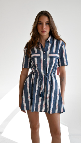 Kelli SS Dress in May Stripe