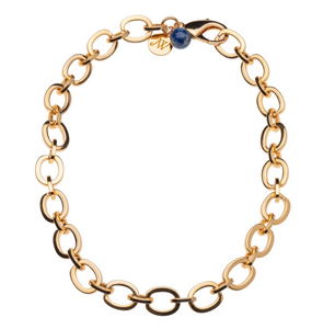 Chunky Link Chain with Lapis Bead