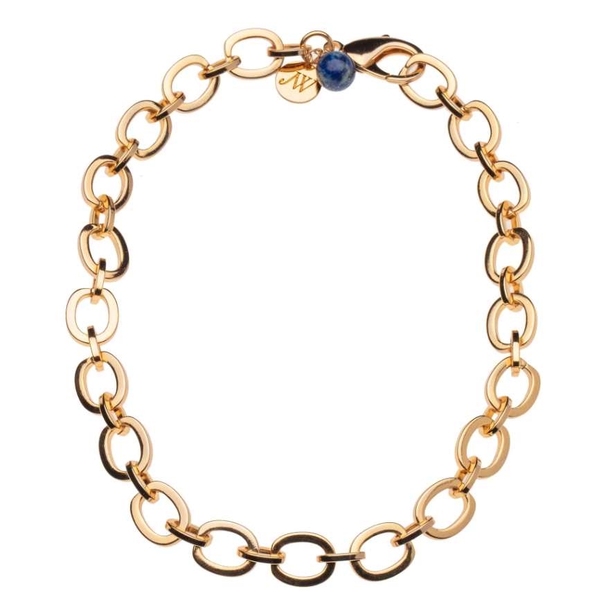 Chunky Link Chain with Lapis Bead