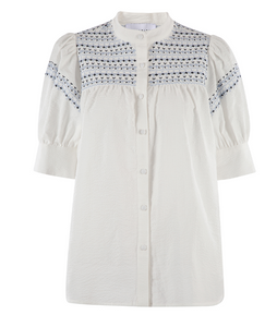SS Smocked Shirt in Cream