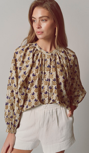 Printed LS Top in Golden Print