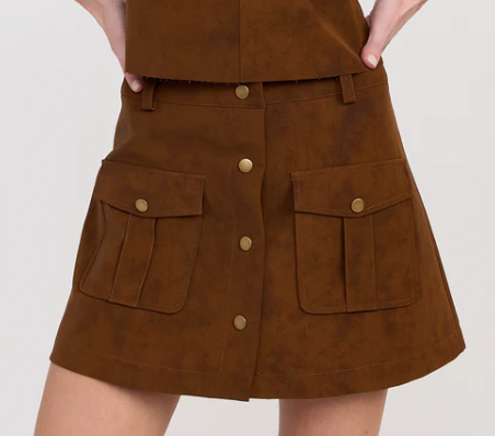 Eloise Suede Mini Skirt in Brown