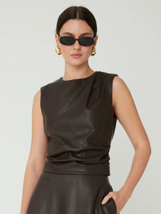 Vegan Leather Tank Top in Mocha
