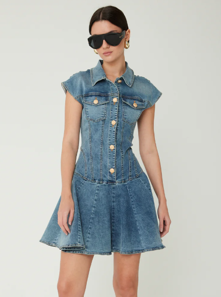Denim SS Dress in Light Wash